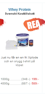 Whey protein med xplode och t-shirt