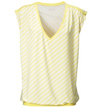 Alice Stripe Tee fr�n R�hnisch Sportswear. V-ringad tr�ningstopp i sk�n mjuk microfiber. Har en l�s passform med mudd som g�r �ver h�ften. Superfint fall och silverlogo p� br�stet.
