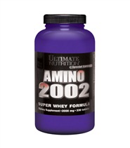 Amino 2002 fr�n Ultimate Nutrition. Rena aminosyror i en l�ttupptaglig form. Perfekt f�r dig som inte gillar proteindrinkar. En burk full med byggstenar!
