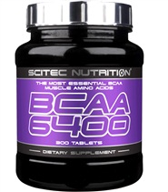BCAA 6400 fr�n Scitec. Inneh�ller fria och snabbupptagliga aminosyror fr�n hydrolyxerat vassleprotein i praktisk tablettform.