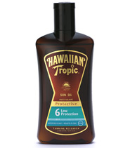 Sun Oil fr�n Hawaiian Tropic. Unik olja som inneh�ller en perfekt blandning av exotisk flora, frukt och naturliga ingredienser.