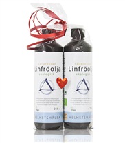 Linfr�olja presentpaket fr�n Helhetsh�lsa. Dubbelpack av Helhetsh�lsas popul�ra ekologiska linfr�olja. Gullig och stilren inslagning!