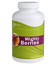 Mighty Berries fr�n Alpha Plus. Mighty Berries best�r av utvalda antioxidantrika frukter och b�r. Fungerar som en riktig uppiggande energiboost f�r din kropp!