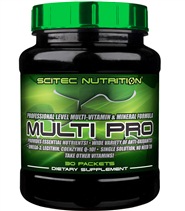 Multi Pro fr�n Scitec. Varje portionsp�se i Mult Pro inneh�ller h�ga doser multivitaminer och mineraler f�r personer som tr�nar h�rt.
