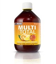 Multitotal fr�n Pharbio. Multitotal �r ett flytande kostillskott som f�rutom viktiga vitaminer och mineraler �ven inneh�ller antioxidanter och aminosyror.