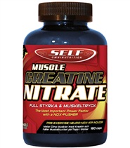 Muscle Creatine Nitrate fr�n Self Omninutrition. Det senaste kreatinet p� marknaden, kreatin bundet till nitrat som f�rutom en prestationsh�jande effekt �kar muskelpumpen.
