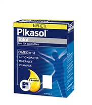 Pikasol Total fr�n Axellus. Unik och praktisk allt-i-ett-produkt som s�kerst�ller att kroppen f�r sin dagliga dos av de viktigaste vitaminer, mineraler samt fettsyror.