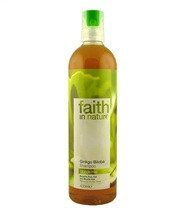 Shampoo Ginkgo Biloba fr�n Faith in Nature. Schampot inneh�ller en blandning av Ginkgo Biloba och �kta essentiellta oljor fr�n rosentr�, geranium och bergamott.