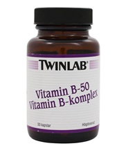 Vitamin B-50 fr�n Twinlab. Behovet av B-vitamin &ouml;kar n&auml;r man tr&auml;nar. Vitamin B-50 inneh&aring;ller alla B-vitaminer som kroppen beh&ouml;ver.