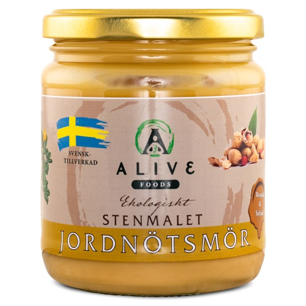 Alive Foods Stenmalet Jordnötssmör Torrostad &amp;amp; Saltad Eko 260 g