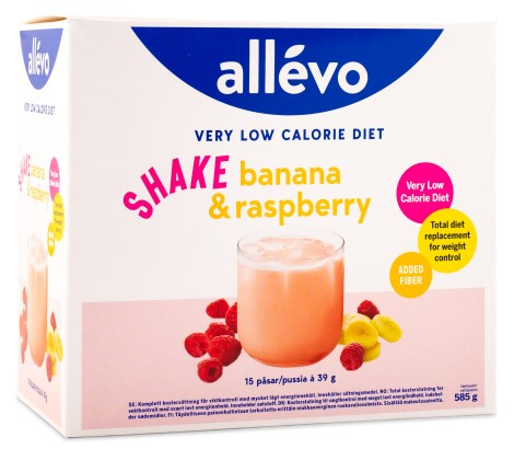 Miniatyrbild Allevo VLCD Shake , Banana & Raspberry, 15 portioner