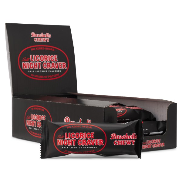 Barebells Chewy, Salt Licorice Night Craver , 18-pack | Livsmedel - Godis & Snacks - Godis | Gymkraft