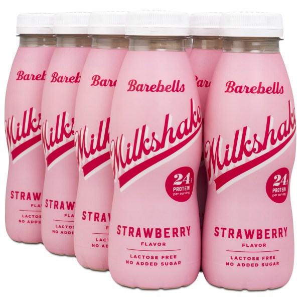 Barebells Milkshake, Strawberry, 8-pack | Träningstillskott - Efter Träning - Färdiga proteinshakes | Gymkraft