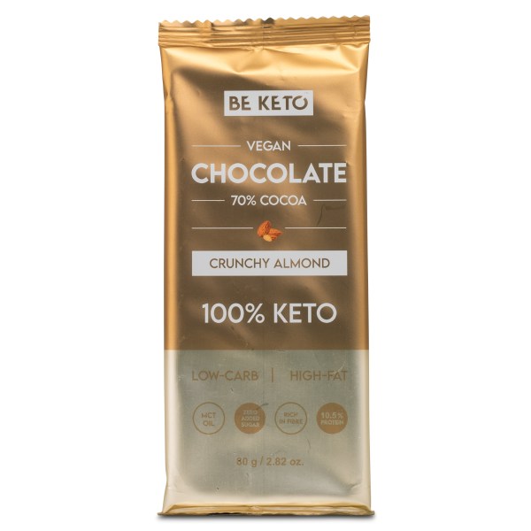 BeKeto KETO Chocolate, Chrunchy Almond, 80 g | Diet - Keto | Gymkraft