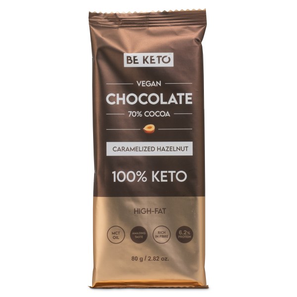 BeKeto KETO Chocolate, Caramelized Hazelnut, 80 g | Diet - Keto | Gymkraft