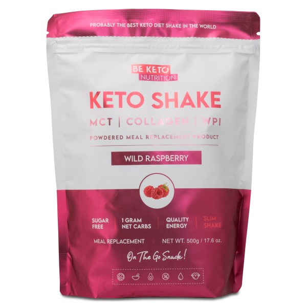 BeKeto KETO Shake, Wild Raspberry, 500 g | Livsmedel - Färdiga mål & Mellanmål - Dietmål | Gymkraft