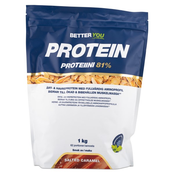 Better You Ärt & Havreprotein, Saltad Karamell, 1 kg | Träningstillskott - Proteinpulver - Veganskt Protein | Gymkraft