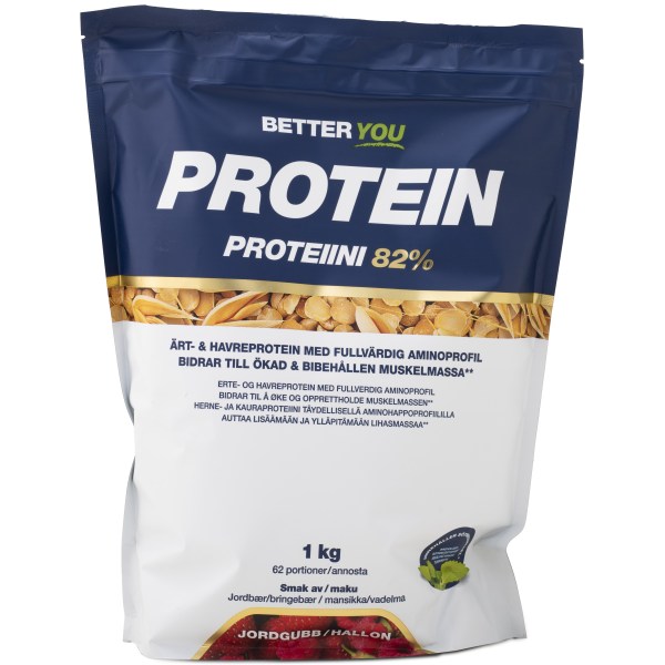 Better You Ärt & Havreprotein, Jordgubb/Hallon, 1 kg | Träningstillskott - Proteinpulver - Veganskt Protein | Gymkraft