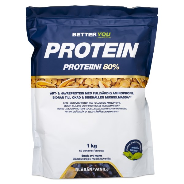 Better You Ärt & Havreprotein, Blåbär/vanilj, 1 kg | Träningstillskott - Proteinpulver - Veganskt Protein | Gymkraft