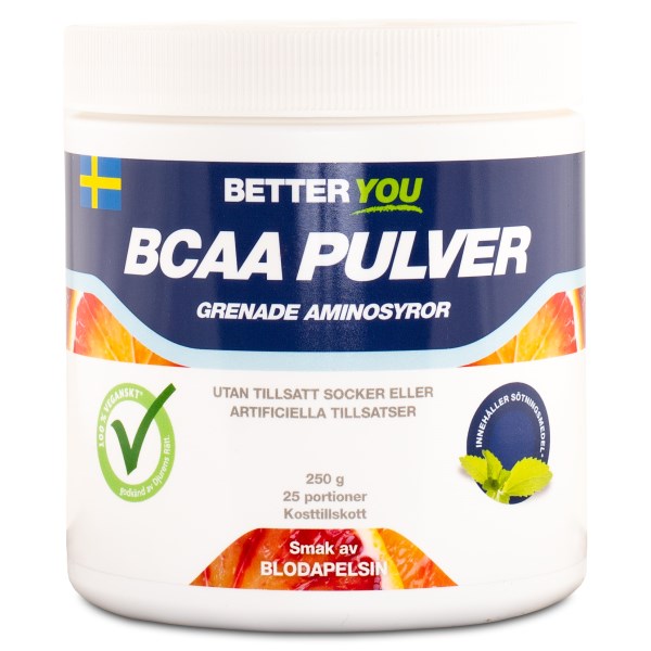 Better You BCAA Pulver, Blodapelsin, 250 g
