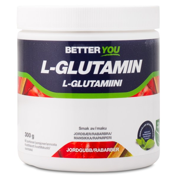 Better You L-Glutamin, Jordgubb/Rabarber, 300 g | Träningstillskott - Aminosyror - Glutamin | Gymkraft
