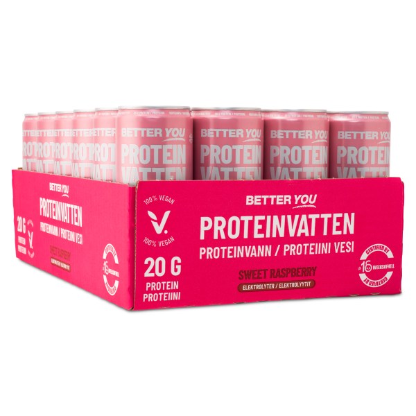 Better You Proteinvatten m Elektrolyter, Sweet Raspberry, 24-pack | Träningstillskott - Efter Träning - Färdiga proteinshakes | Gymkraft