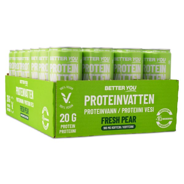 Better You Proteinvatten m Koffein 180 mg, Fresh Pear, 24-pack | Träningstillskott - Under Träning - Energidryck för sport | Gymkraft
