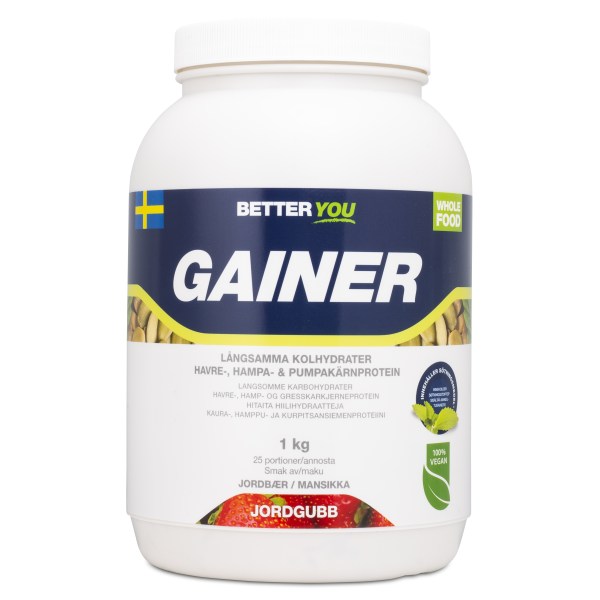Better You Vegetarisk Gainer, Jordgubb, 1 kg | Träningstillskott - Efter Träning - Gainers | Gymkraft
