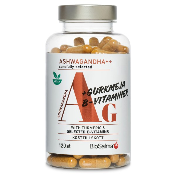 BioSalma Ashwagandha + Gurkmeja B-vitaminer , 120 kaps | Hälsa - Ashwagandha | Gymkraft