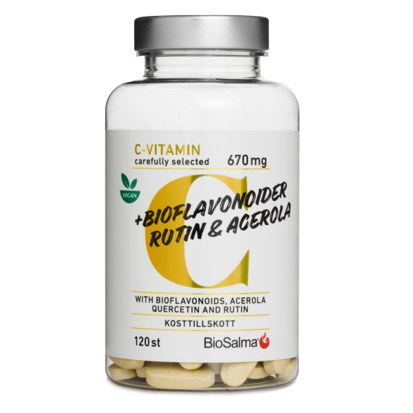 BioSalma C-vitamin 670mg + Bioflavonoider, 120 tabl | Vitamin & Mineraltillskott - Vitaminer - C-vitamin | Gymkraft