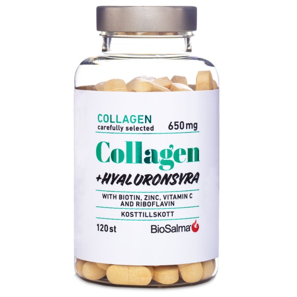 BioSalma Collagen 650 mg + Hyaluronsyra, 120 tabl | Hälsa - Kollagen | Gymkraft