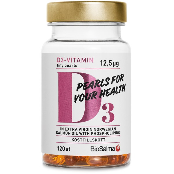 BioSalma D3-vitamin 12,5 ug Tiny Pearls , 120 kaps | Vitamin & Mineraltillskott - Vitaminer - D-vitamin | Gymkraft