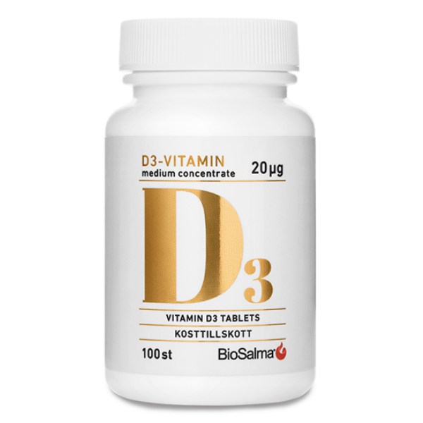 BioSalma D3 vitamin Medium Concentrate 20ug, 100 tabl
