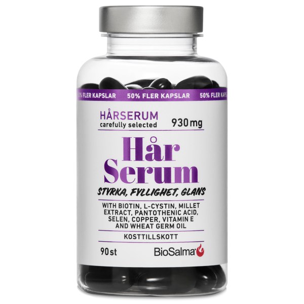 BioSalma HårSerum med Biotin L-cystin Pantotensyra, 90 kaps | Vitamin & Mineraltillskott - Vitaminer - B-vitamin | Gymkraft