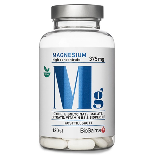 BioSalma Magnesium 375 mg, 120 tabl | Vitamin & Mineraltillskott - Mineraler - Magnesium | Gymkraft