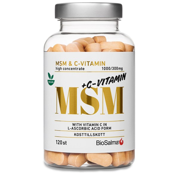BioSalma MSM 1000mg + C-vitamin, 120 tabl | Hälsa - Led & Muskelbesvär - Ledtillskott | Gymkraft
