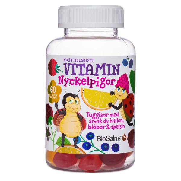 BioSalma Multivitamin Nyckelpiga, Hallon/Blåbär/Apelsin, 60 Gummies | Vitamin & Mineraltillskott - Vitaminer - Multivitamin | Gymkraft