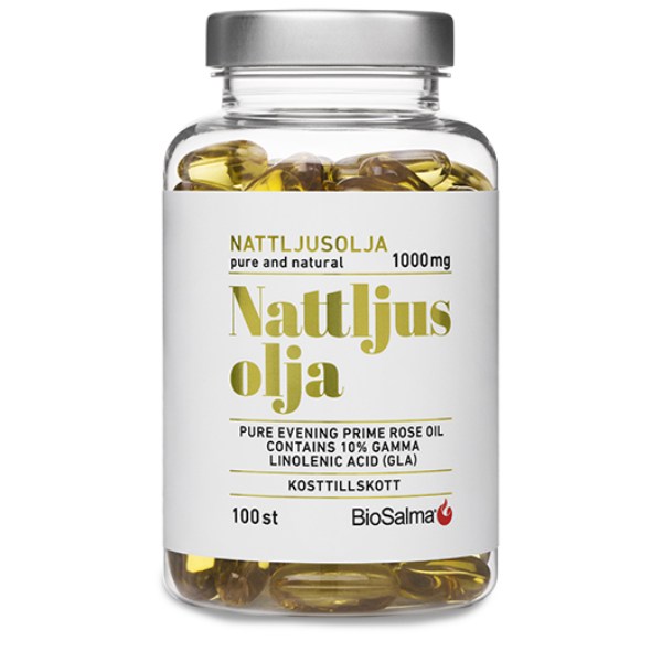 BioSalma Nattljusolja 10% GLA 1000 mg, 100 kaps | Hälsa - Kosttillskott för Henne | Gymkraft