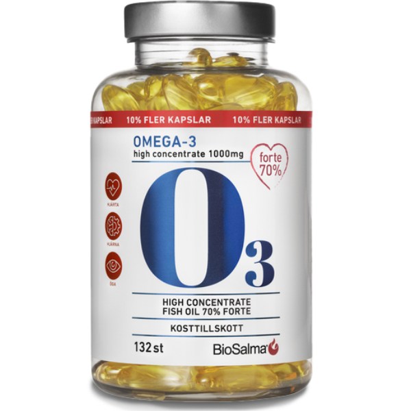 BioSalma Omega-3 Forte 70% 1000mg , 132 kaps | Hälsa - Omega-fettsyror - Omega-3 | Gymkraft