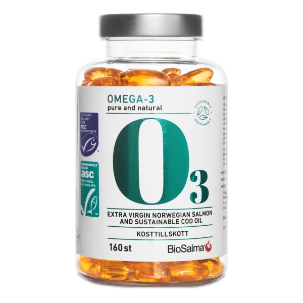 BioSalma Omega-3 MSC+ASC Miljömärkt 800 mg , 160 kaps | Hälsa - Omega-fettsyror - Omega-3 | Gymkraft