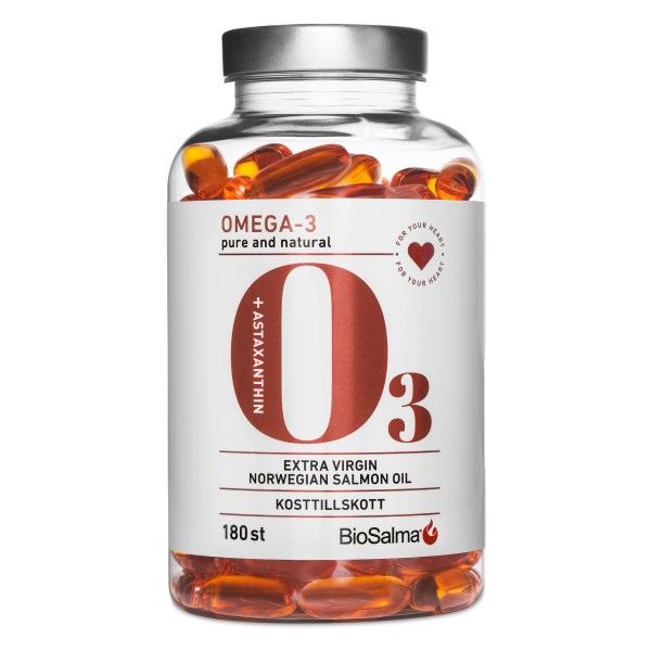 BioSalma Omega-3 Salmon Oil 1000mg, 180 kaps | Hälsa - Omega-fettsyror - Omega-3 | Gymkraft