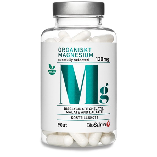 BioSalma Organiskt Magnesium 120 mg , 90 kaps | Vitamin & Mineraltillskott - Mineraler - Magnesium | Gymkraft