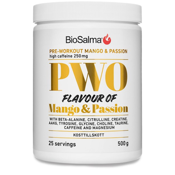 BioSalma PWO, Mango & Passionsfrukt, 500 g | Träningstillskott - Före Träning - PWO | Gymkraft