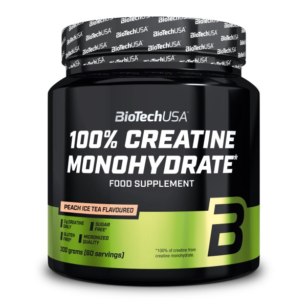 BioTechUSA 100% Creatine Monohydrate, Ice Tea Peach, 300 g