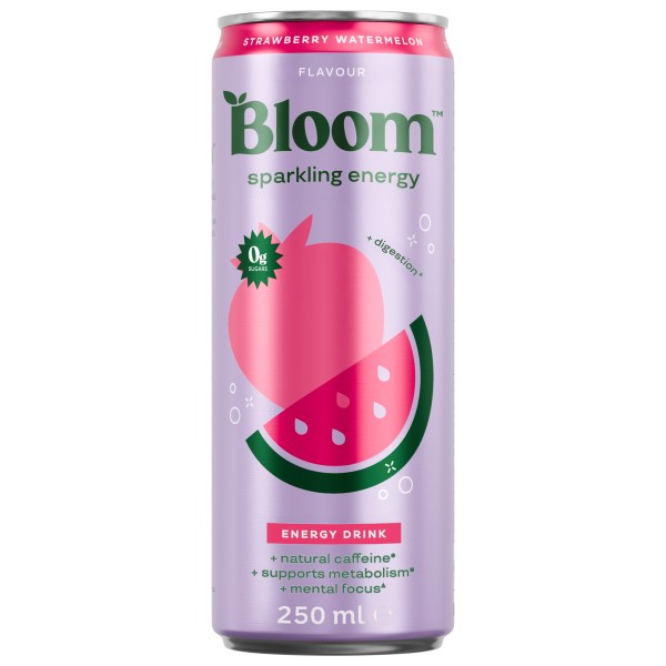 BLOOM Sparkling Energy, Strawberry Watermelon, 250 ml