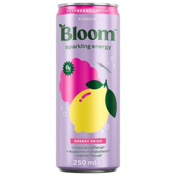 BLOOM Sparkling Energy, Raspberry Lemon, 250 ml
