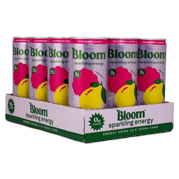 BLOOM Sparkling Energy, Raspberry Lemon, 12-pack
