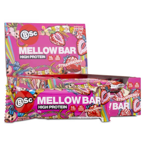 BSC Mellow Bar, Strawberry, 12-pack | Träningstillskott - Efter Träning - Proteinbars | Gymkraft