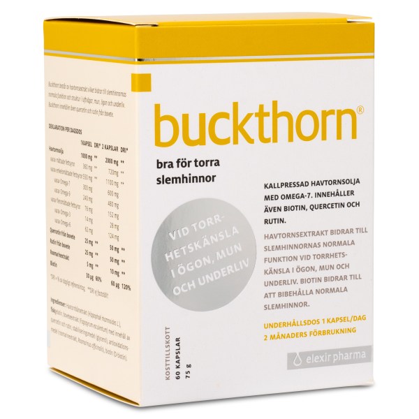 Elexir Pharma Buckthorn Kapslar, 60 kaps | Hälsa - Omega-fettsyror - Omega-7 | Gymkraft