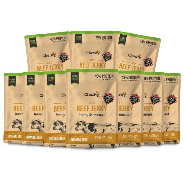 Cherky Foods Beef Jerky Eco, Honey & Mustard, 10-pack